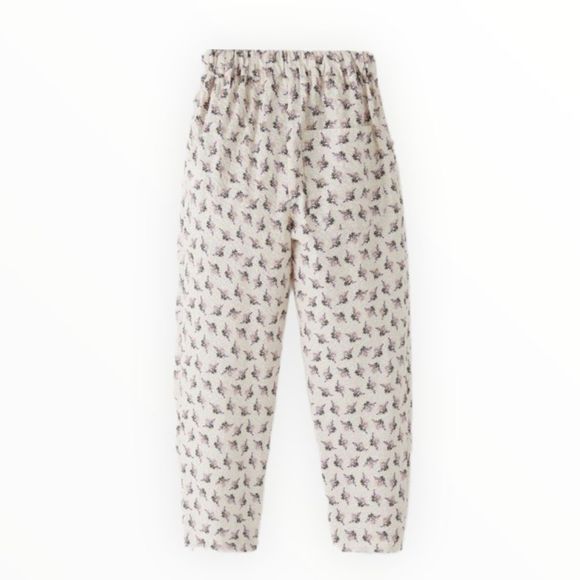 ZARA Kids | Beige | SEERSUCKER FLOWERS PANTS - Picture 3 of 7